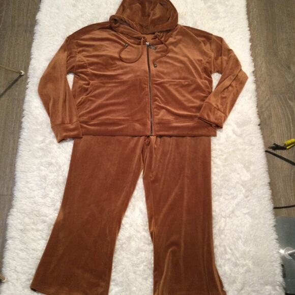 Cable & Gauge Velour Track Suit Rust Size L Jacket And Joggers - Picture 2 of 6